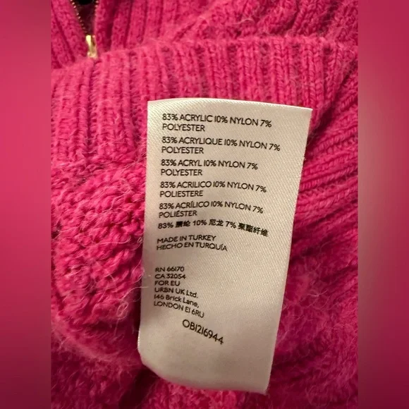 ANTHROPOLOGIE Cable Knit Fishermen 1/4 Zip Pullover Sweater Pink SIZE: XS - Picture 12 of 12